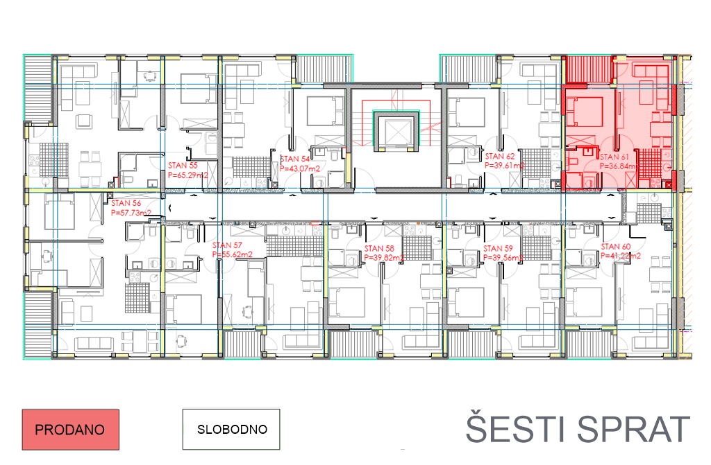 Lazarevo L2, 6. sprat